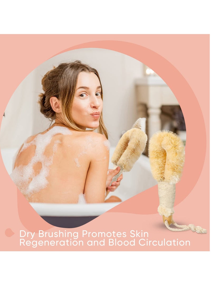 Dry Brushing Body Brush, Skin Exfoliating Body Scrub Brush, Body Scrubber Brush, Sisal Brush with Naturals Fibers for Skin Care, Exfoliates Skin 2PCS
