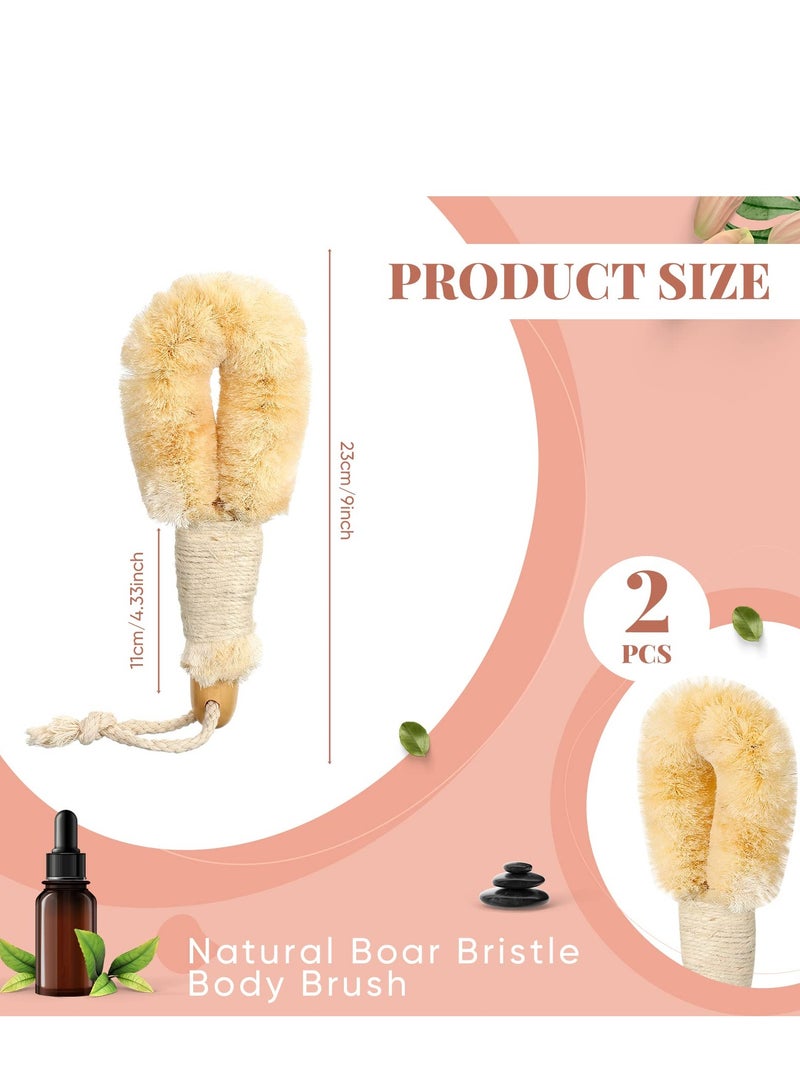 Dry Brushing Body Brush, Skin Exfoliating Body Scrub Brush, Body Scrubber Brush, Sisal Brush with Naturals Fibers for Skin Care, Exfoliates Skin 2PCS