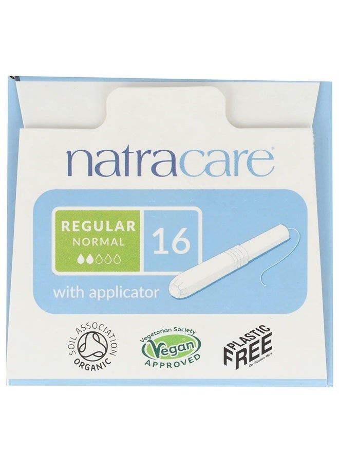 Natracare Organic Cotton Regular Tampons with Cardboard Applicator, (16 Pack, 192 Tampons Total)