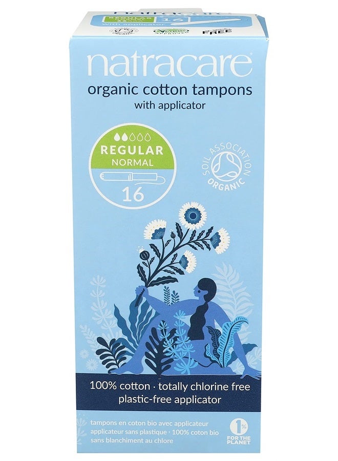 Natracare Organic Cotton Regular Tampons with Cardboard Applicator, (16 Pack, 192 Tampons Total)