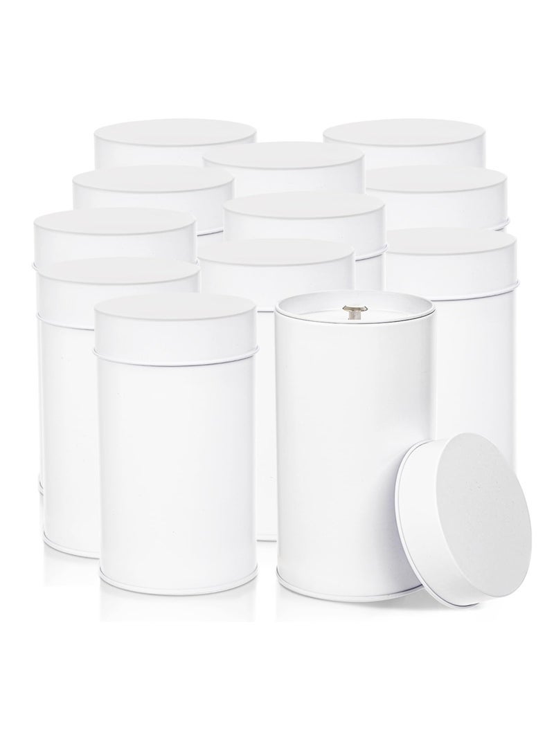 Tin Canister with Airtight Double Lids with Airtight Lids, Leaf Tea storage Airtight Kitchen Canisters for Storage Tea Bags, 12Pcs