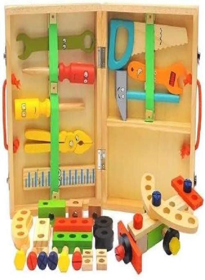 Tool Kit for Kids | Wooden Tools Toy set for Toddler Include Tool Box, Montessori Stem Learning Educational Construction Toys for 3+ Years old kids | Best Birthday Gift for kids.