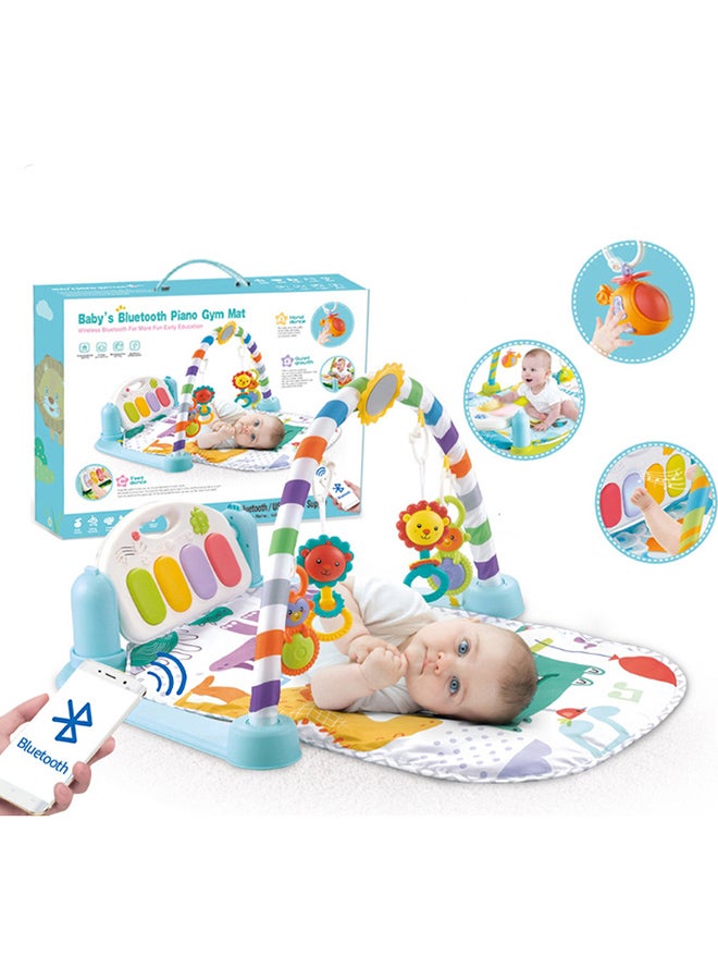 Baby Play Mat Activity Gym with Hanging Toys and Bluetooth Music for Tummy Time and Sensory Development - Colorful Jungle Theme