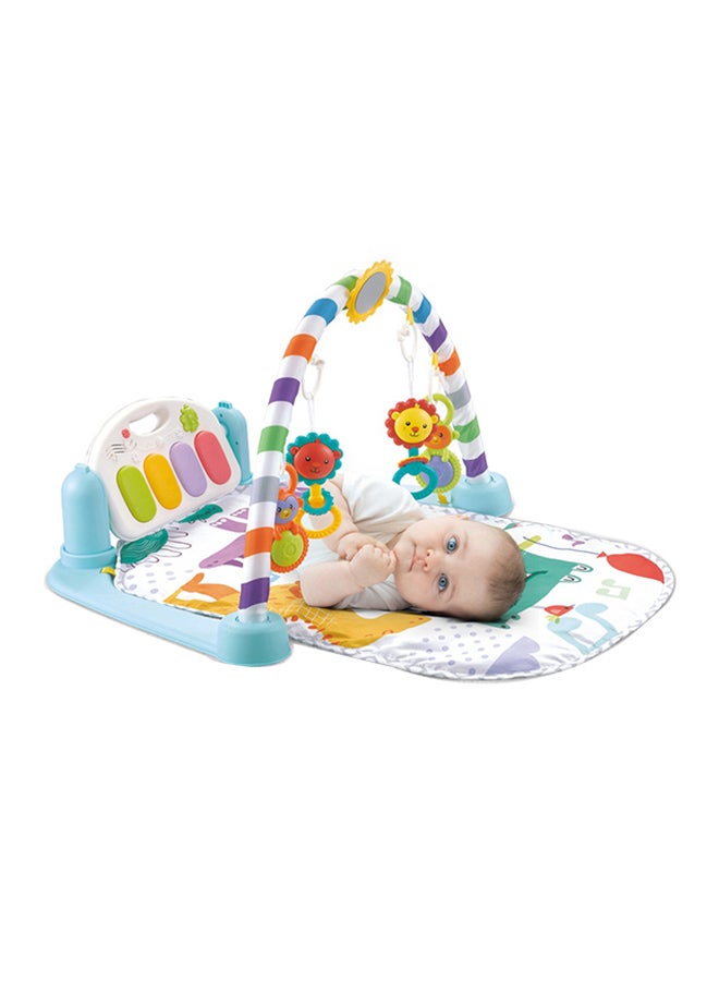 Baby Play Mat Activity Gym with Hanging Toys and Bluetooth Music for Tummy Time and Sensory Development - Colorful Jungle Theme