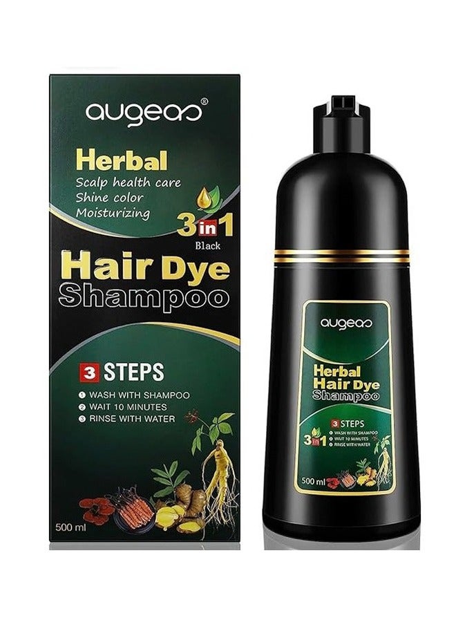500ML Hair Dye Shampoo Black Hair Shampoo 3 IN 1 Organic Herbal Natural Fast Hair Coloring Shampoo for Men Women Cover Grey White Hair (DARK BROWN)