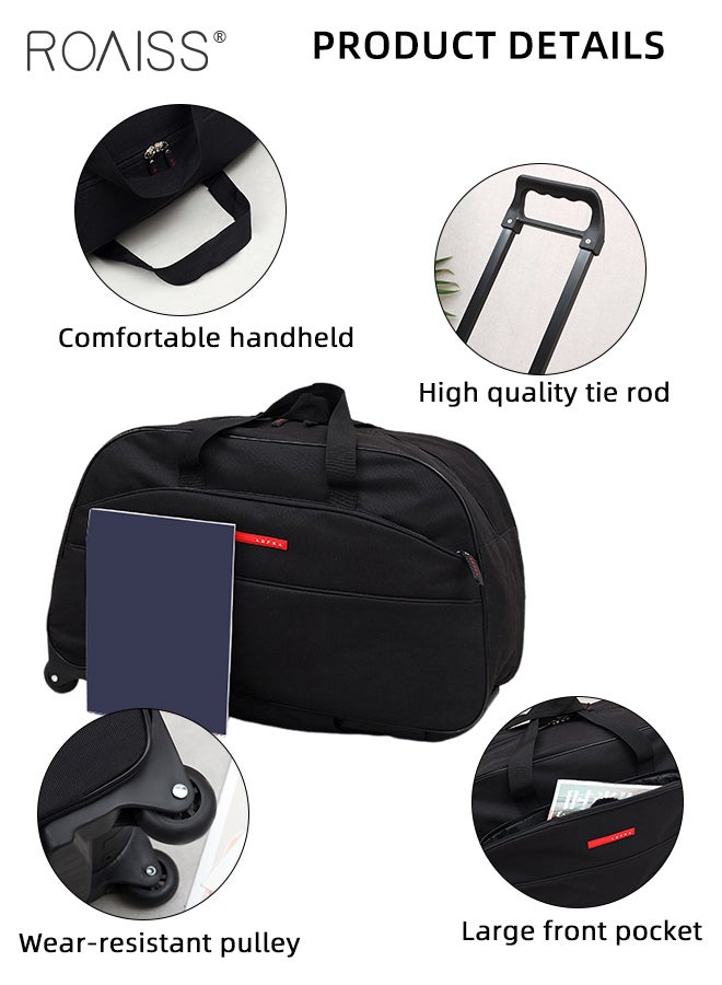 Unisex Trolley Travel Bag Oxford Fabric Large Capacity Foldable Multifunctional Luggage Bag with Various Carrying Methods Waterproof Wear Resistant Sports Fitness Bag with Smooth Zipper and Wheels