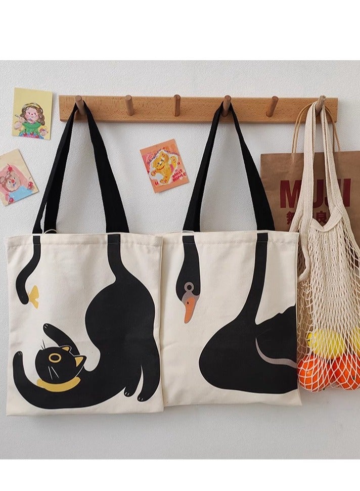 Canvas Tote Bag,Reusable Shopping Bag ,Reusable Grocery Tote Bag, Book Shoulder Tote Bag with Pocket for Women