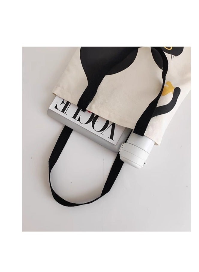 Canvas Tote Bag,Reusable Shopping Bag ,Reusable Grocery Tote Bag, Book Shoulder Tote Bag with Pocket for Women