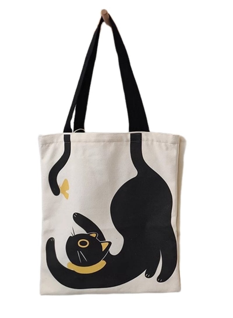 Canvas Tote Bag,Reusable Shopping Bag ,Reusable Grocery Tote Bag, Book Shoulder Tote Bag with Pocket for Women