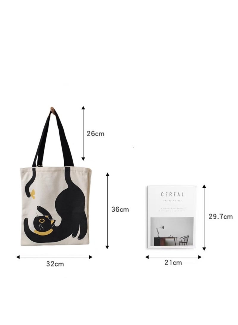 Canvas Tote Bag,Reusable Shopping Bag ,Reusable Grocery Tote Bag, Book Shoulder Tote Bag with Pocket for Women