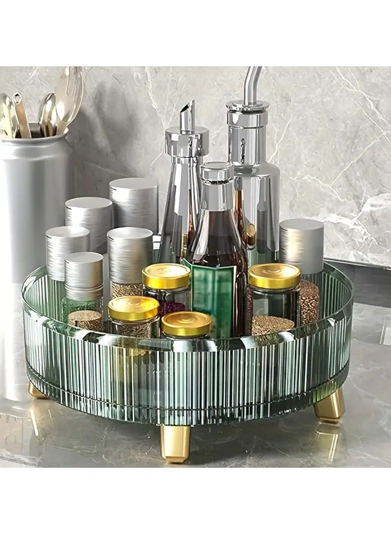 1PC Rotating Makeup Organizer, 360 Rotating Makeup Organizer With Mat, Clear Rotating Perfume Organizer, Large Capacity Rotating Organizer For Bathroom, For Vanity, Countertops, Kitchen