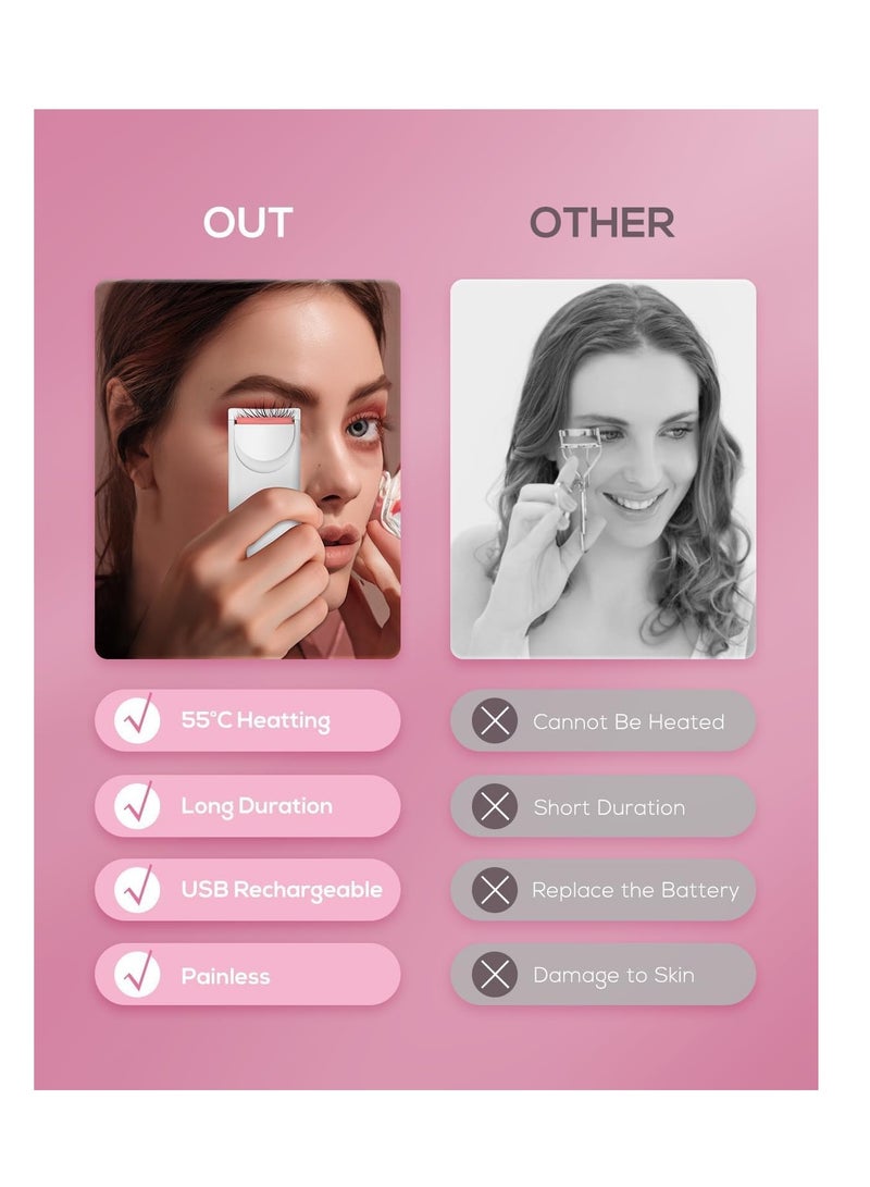 Electric Heated Eyelash Curler, Quick Natural Curling Electric Lash Curler, Long Lasting USB Rechargeable Curled Eyelashes, Mini Portable Eyelash Curler, Eyelash Curler Set Bbeauty Tool