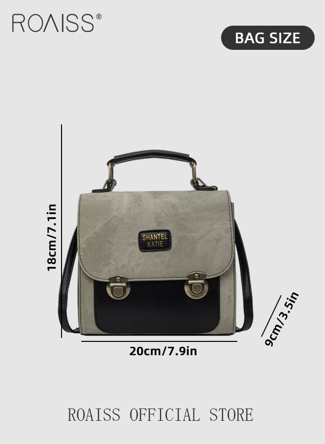 Retro PU Leather Backpack for Women Waterproof Wear Resistant Exquisite Sewing Thread Fashion Schoolbag Ladies Premium Versatile Crossbody Bag with Adjustable Shoulder Strap