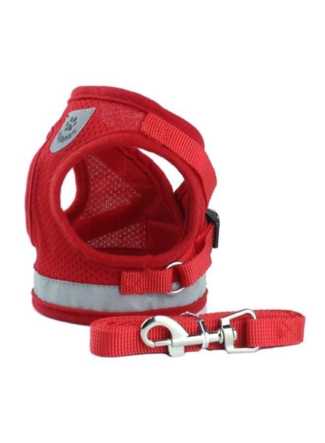 Corduroy Mesh Vest Leash Red 40 x 1.5 x 120centimeter