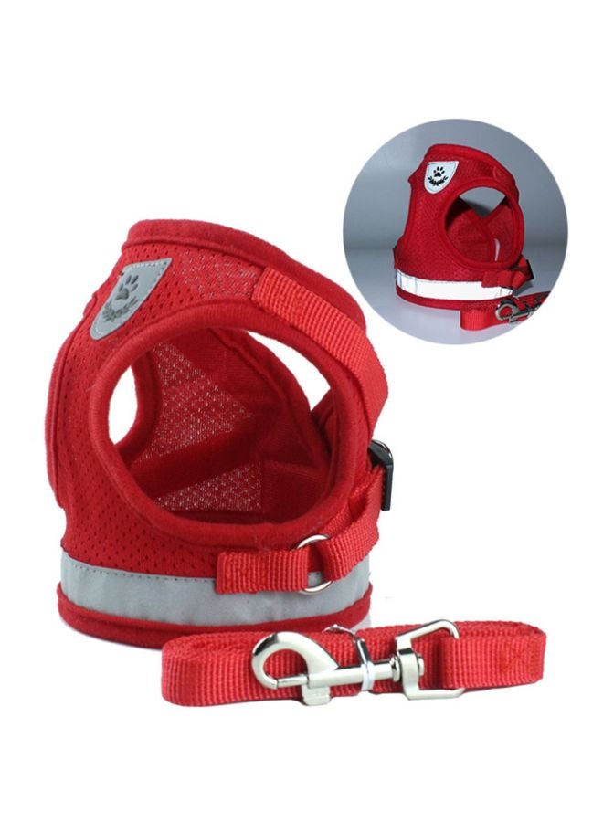 Corduroy Mesh Vest Leash Red 40 x 1.5 x 120centimeter