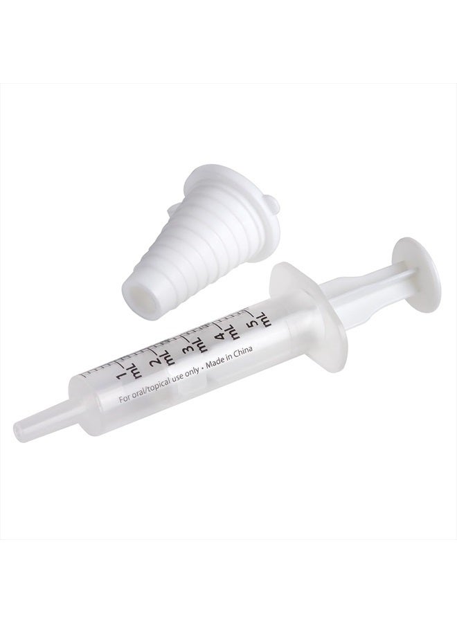 Kids Baby Oral Syringe & Dispenser Calibrated for Liquid Medicine, Reduce Mess, Easy Way to Orally Administer Medication, 5 mL/1 TSP, Includes Bottle Adapter, Clear, BPA Free