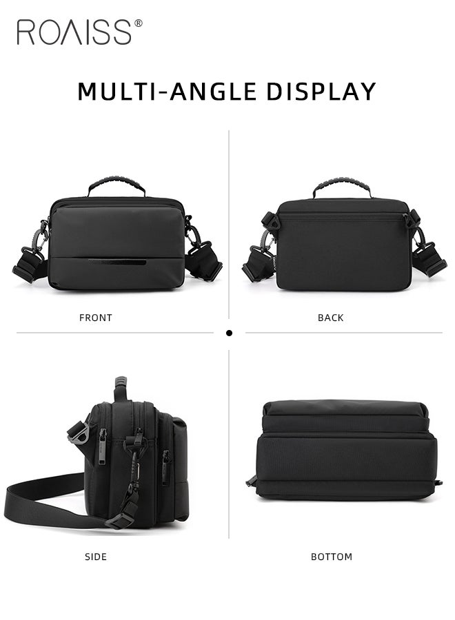 Business Crossbody Bag for Men Premium Nylon Fabric Multiple Pockets Large Capacity Chest Bag Waterproof Scratch Resistant Shoulder Bag with Smooth Zipper and Various Carrying Methods