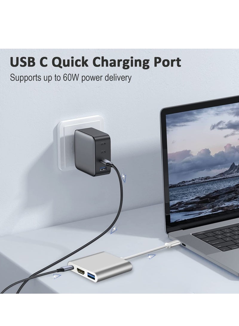 USB C to HDMI Adapter Type C to 4K HDMI Video Converter Multiple Adapter with USB C Fast Charging Port & USB 3.0 Port USB C Converter for MacBook Pro iPad Pro Air 2021 2020 Galaxy S20 Dell XPS13 15