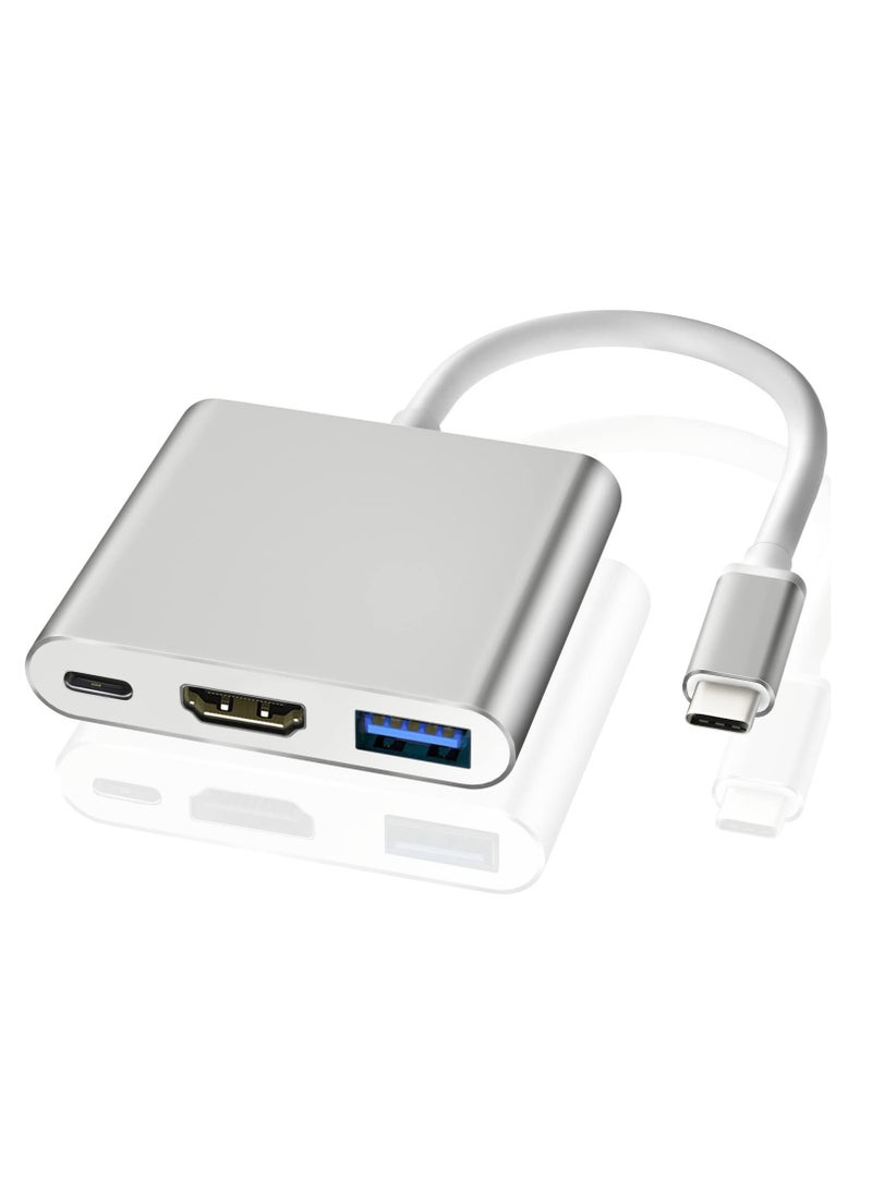 USB C to HDMI Adapter Type C to 4K HDMI Video Converter Multiple Adapter with USB C Fast Charging Port & USB 3.0 Port USB C Converter for MacBook Pro iPad Pro Air 2021 2020 Galaxy S20 Dell XPS13 15