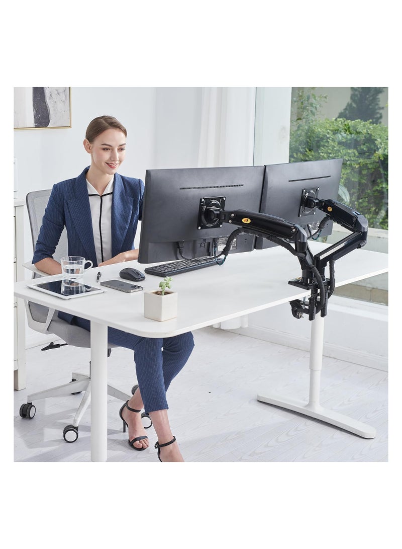 Dual Monitor Desk Mount Stand Full Motion Swivel Computer Monitor Arm for Two Screens 17-27 Inch with 4.4~19.8lbs Load Capacity for Each Display F160