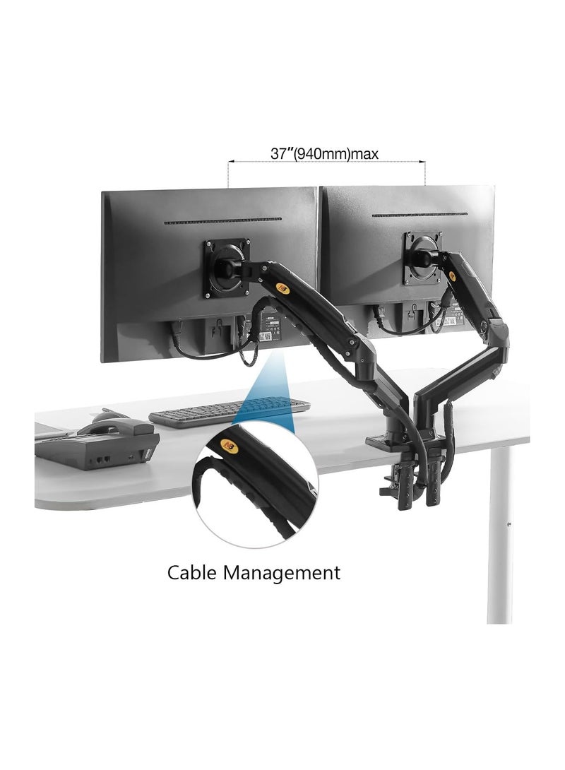 Dual Monitor Desk Mount Stand Full Motion Swivel Computer Monitor Arm for Two Screens 17-27 Inch with 4.4~19.8lbs Load Capacity for Each Display F160