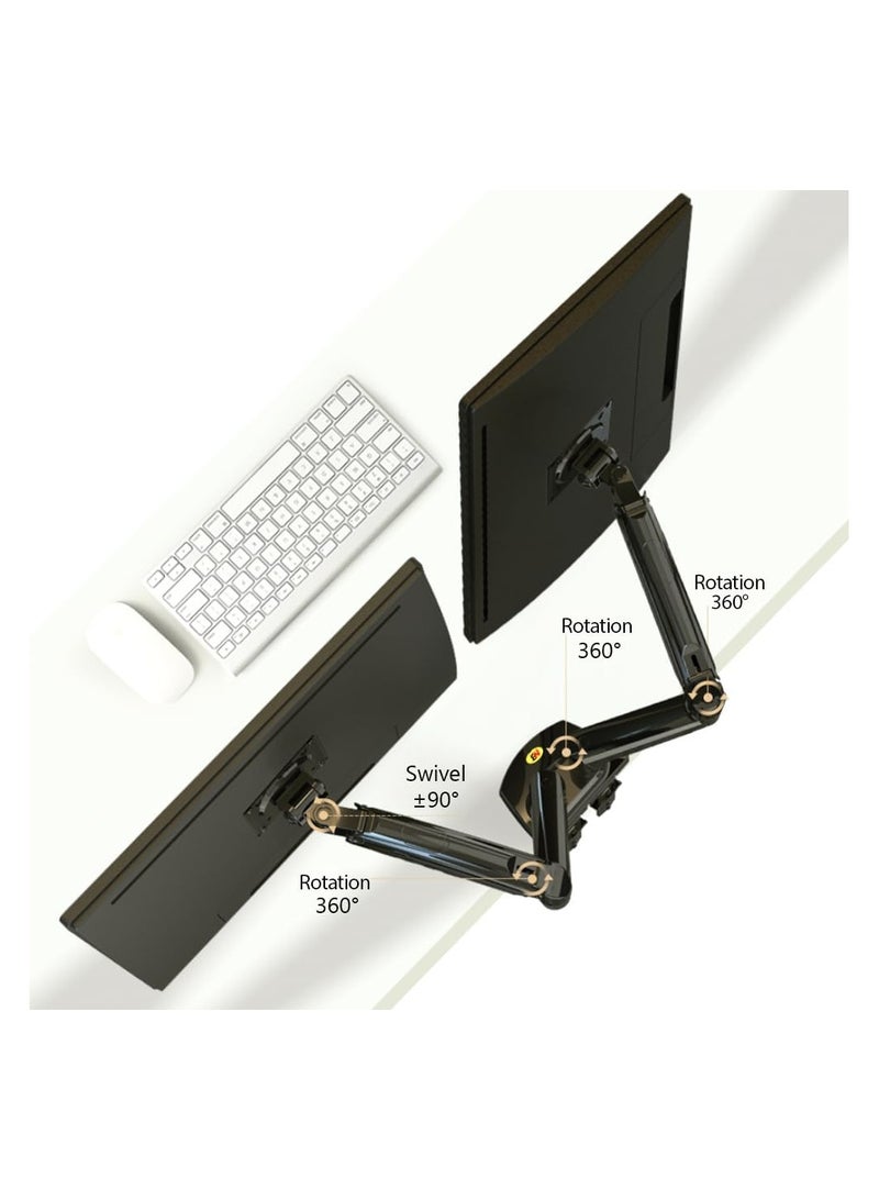 Dual Monitor Desk Mount Stand Full Motion Swivel Computer Monitor Arm for Two Screens 17-27 Inch with 4.4~19.8lbs Load Capacity for Each Display F160