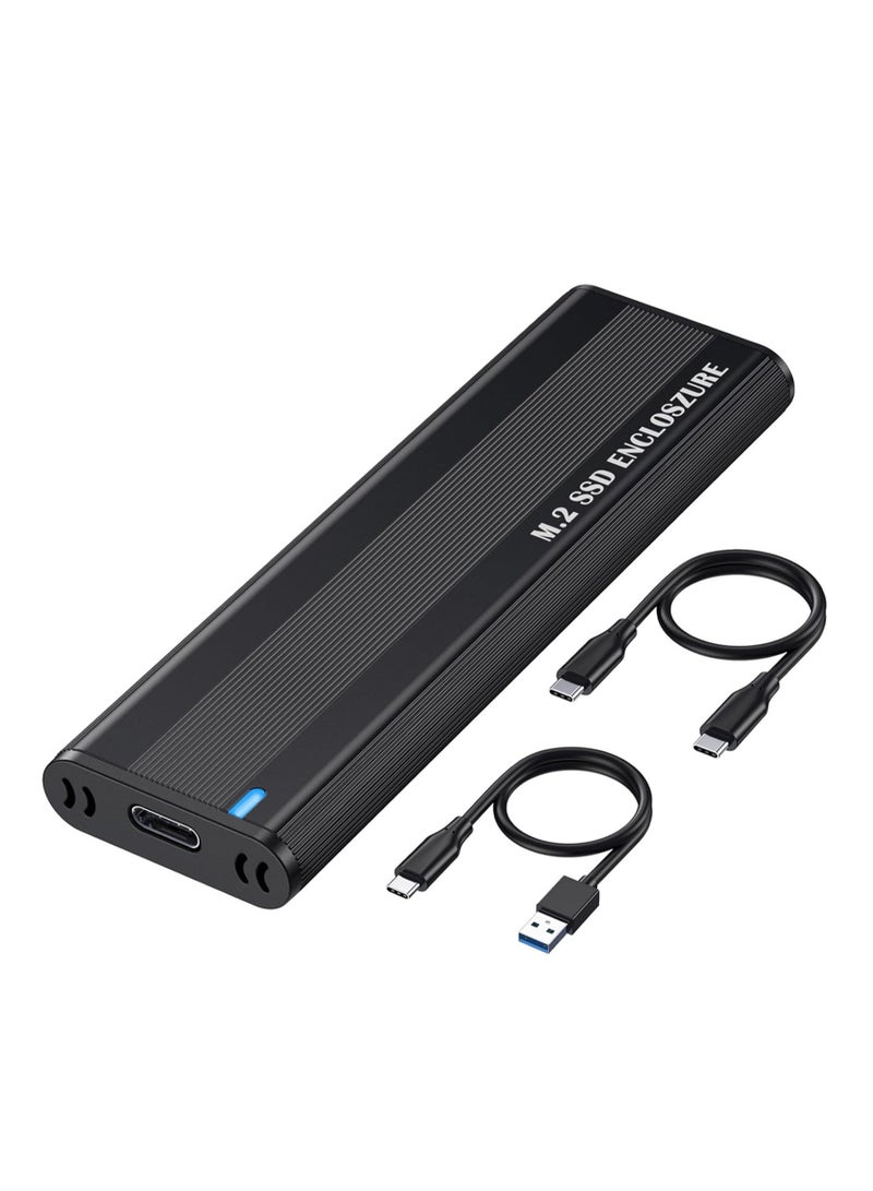 M.2 NVME SATA SSD Enclosure Aluminum Adapter, Hard Drive Enclosure, USB C Gen 2 NVME PCIe 10Gbps SATA M-Key/B+M Key External SSD Adapter, M.2 SSD Enclosure for 2230/2242/2260/2280, Support UASP Trim