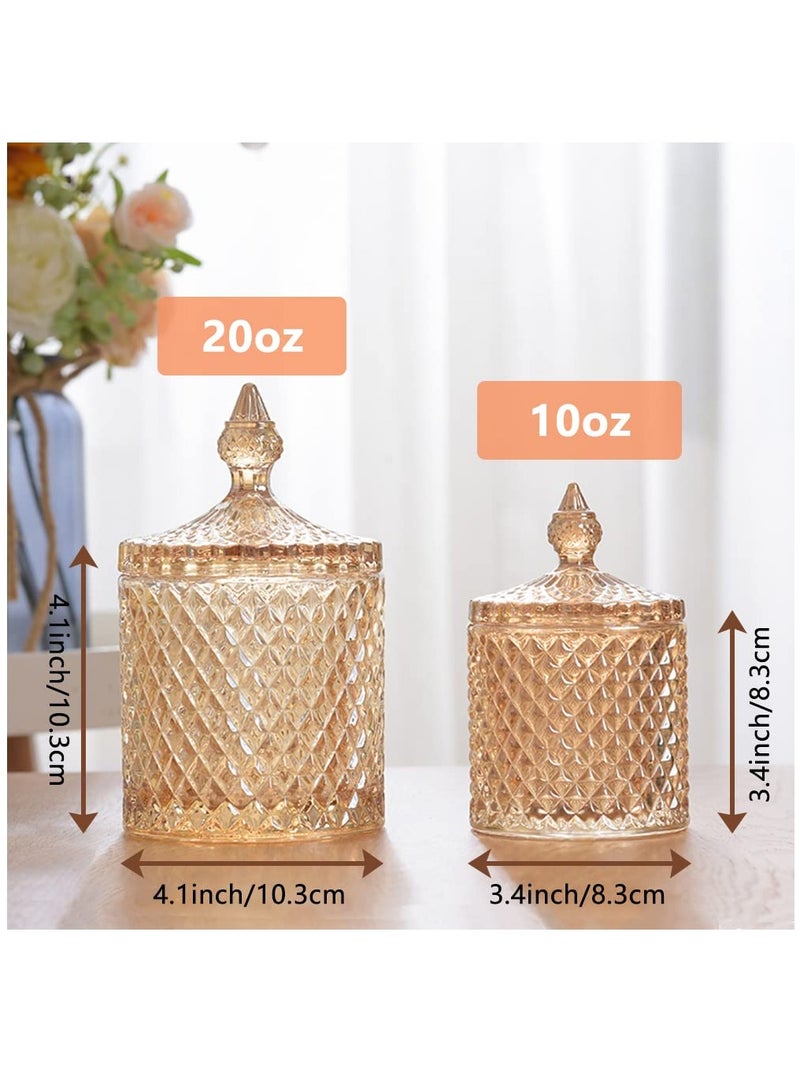 Crystal Candy Box, Candy Dish with Lid Glass Decorative Box Cookie Amber Jar Vintage Jewelry Box Trinket Boxes for Party Wedding Display Pothecary Flour Gifts For Friends Female, Brown-Large