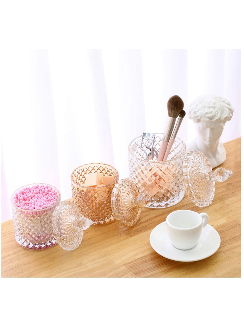 Crystal Candy Box, Candy Dish with Lid Glass Decorative Box Cookie Amber Jar Vintage Jewelry Box Trinket Boxes for Party Wedding Display Pothecary Flour Gifts For Friends Female, Brown-Large