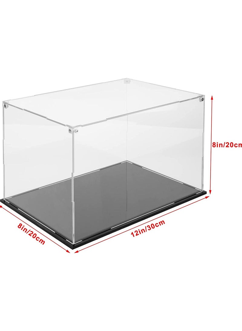 Acrylic Display Case for Collectibles Self Assembly Box with Black Base Dustproof Protection Showcase for Action Figures and Toys