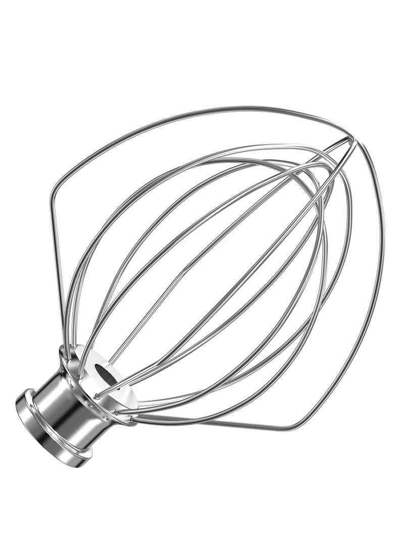 Stainless Steel 6-Wire Whip Attachment for KitchenAid Bowl-Lift Mixer 5 Quart Bowl, Stainless Steel Whisk Replacement for Kitchen Aid Mixer, Dishwasher Safe, Egg Heavy Cream Beater