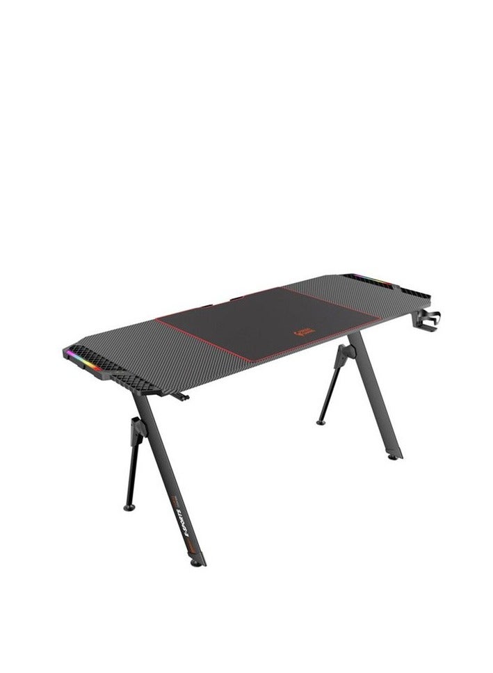 PORODO Gaming Desk with RGB Lighting-Black