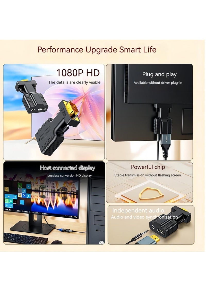 to VGA Adapter Converter, HDMI VGA Adapter Suitable for laptops, Old Computers, Monitors, projectors.HDMI to 3.5mmaudio Adapter, HDMI-To-Vga Adapters