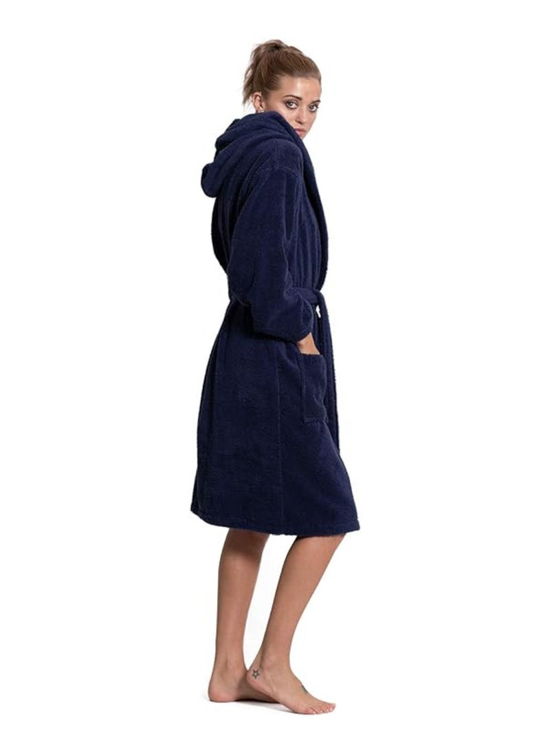Navy Blue Color Unisex Hotel Spa Terry Bathrobe 100% Cotton Dressing Bathrobe XL Size Nightwear