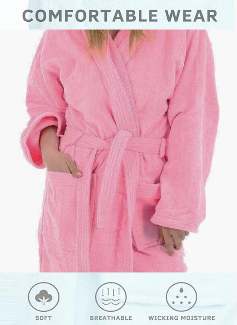 Pink Color Unisex Bathrobe Large Size Plush And Absorbent Cloth