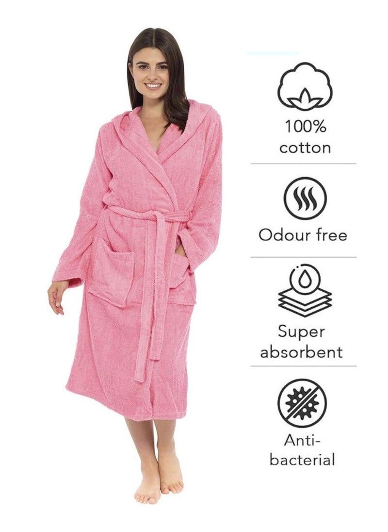 Pink Color Unisex Bathrobe Large Size Plush And Absorbent Cloth