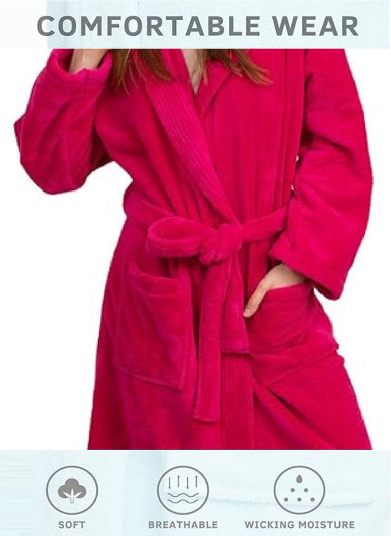 3 Pieces Pinkish Red Color Unisex  Bathrobe Small size Plush And Absorbent Cloth