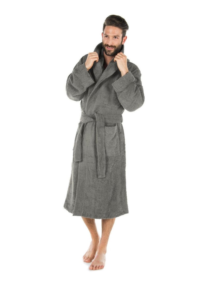 Grey Color Hotel-Style Terry Bathrobe Large Size
