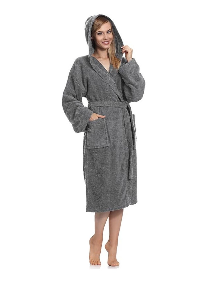 Grey Color Unisex Bathrobe Large Size Plush And Absorbent Cloth