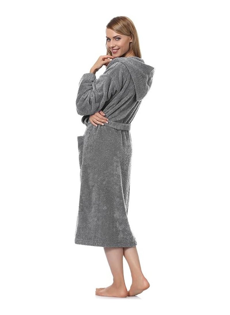 Grey Color Unisex Bathrobe Large Size Plush And Absorbent Cloth