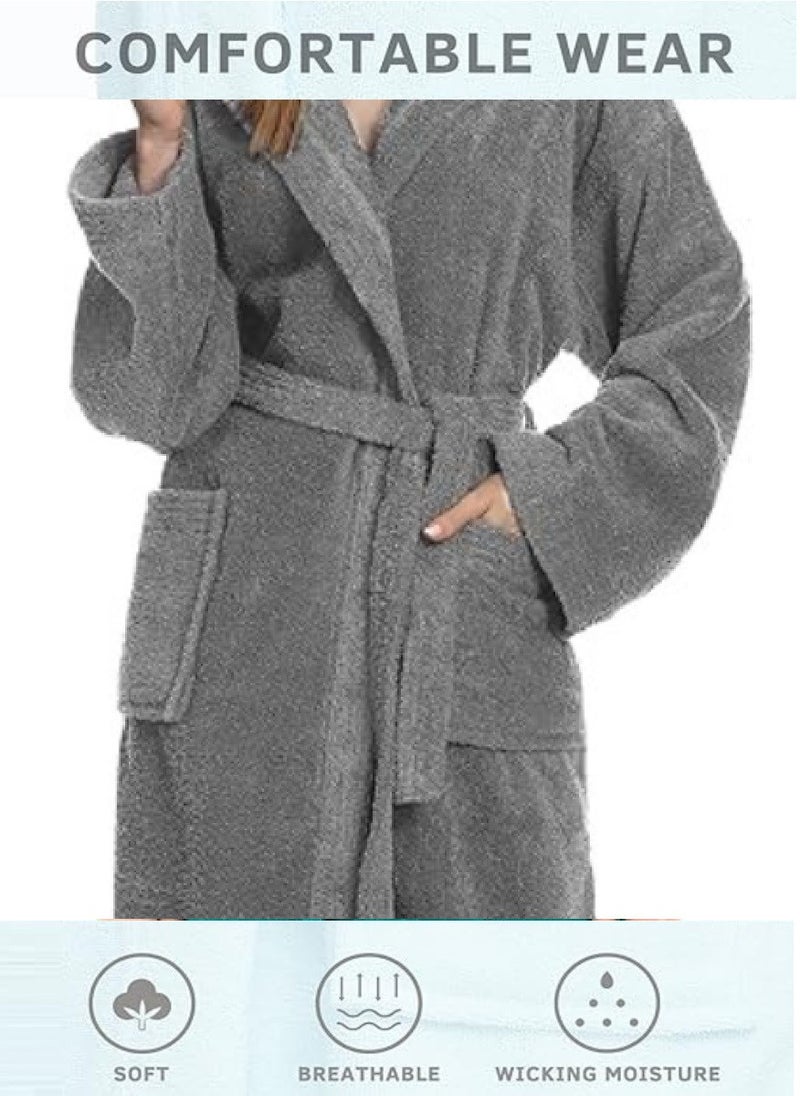 Grey Color Unisex Bathrobe Large Size Plush And Absorbent Cloth