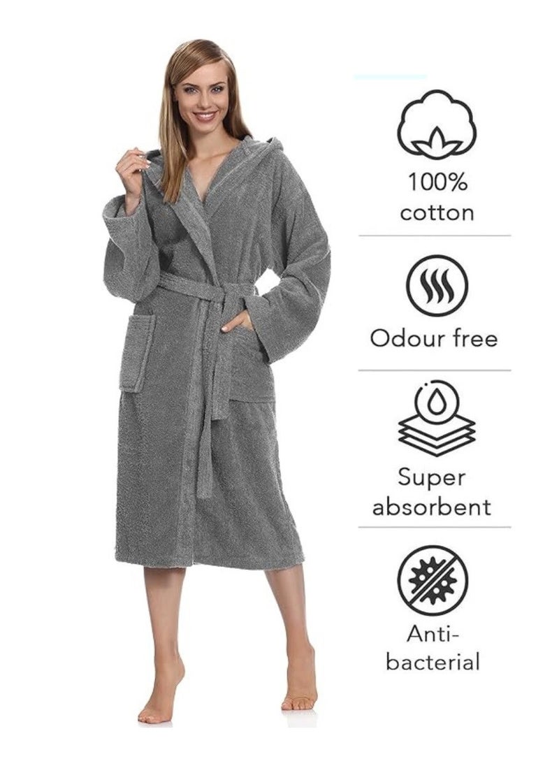 Grey Color Unisex Bathrobe Large Size Plush And Absorbent Cloth