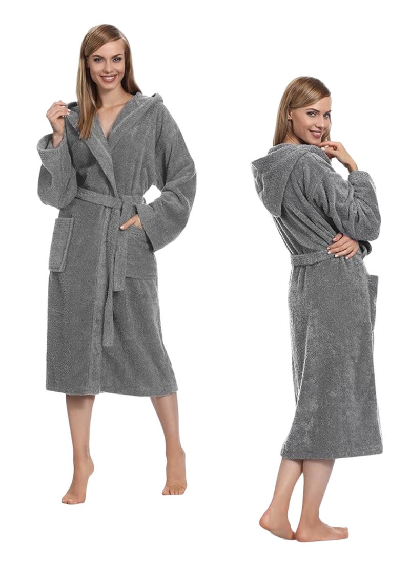 Grey Color Unisex Bathrobe Large Size Plush And Absorbent Cloth