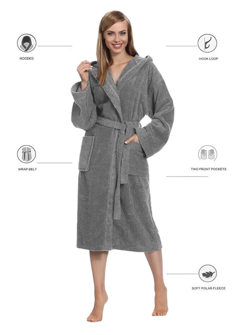 Grey Color Unisex Bathrobe Large Size Plush And Absorbent Cloth