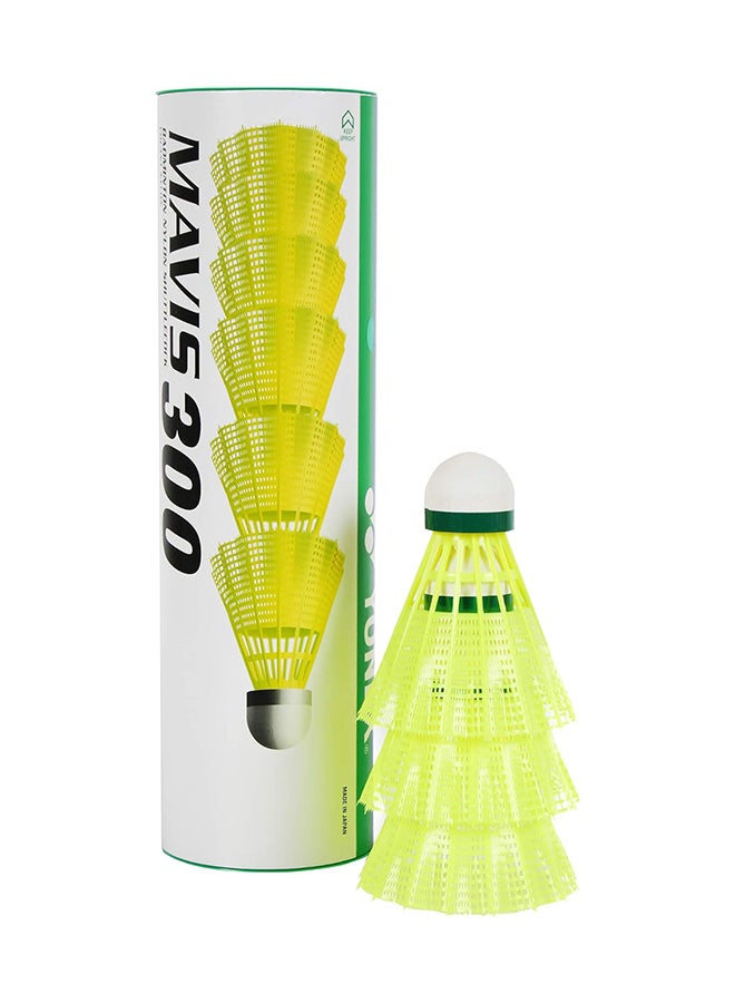 YONEX Mavis 300 Green Cap Nylon Shuttlecock - Yellow