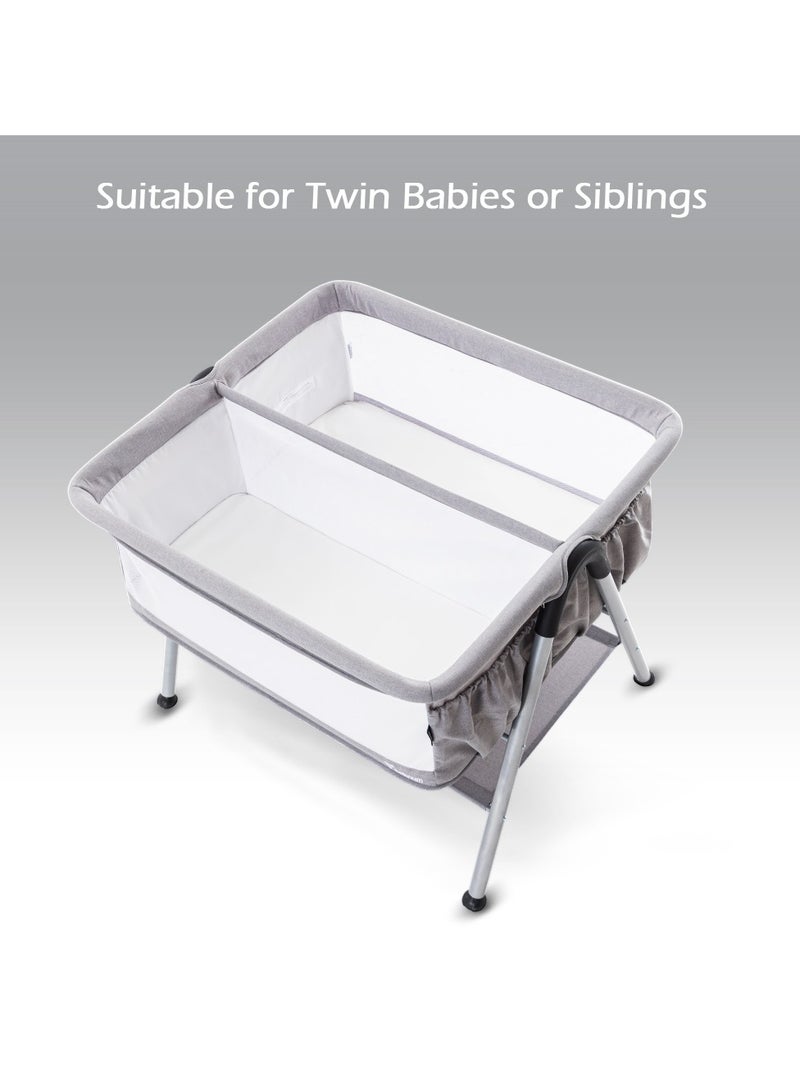 Teknum FELLOW 2 Twin Bedside Crib Bassinet - Grey