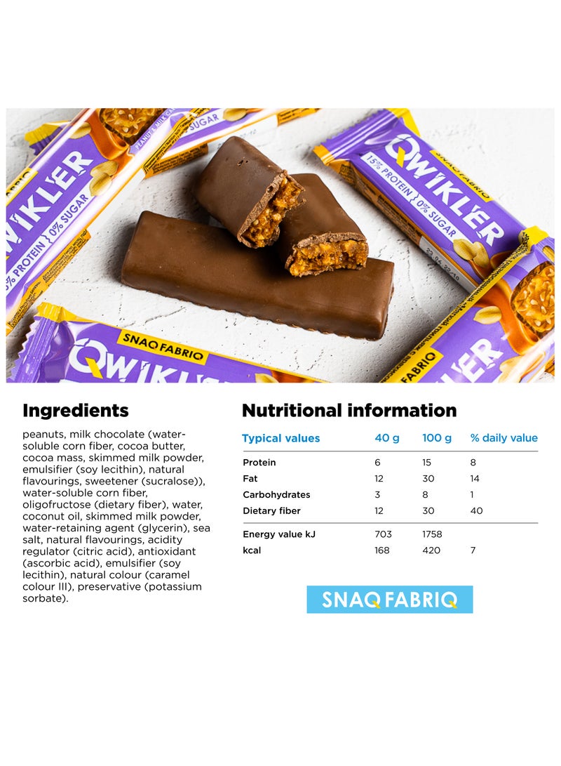 Qwikler Protein Bar with Peanut and Milk Caramel 12x40g