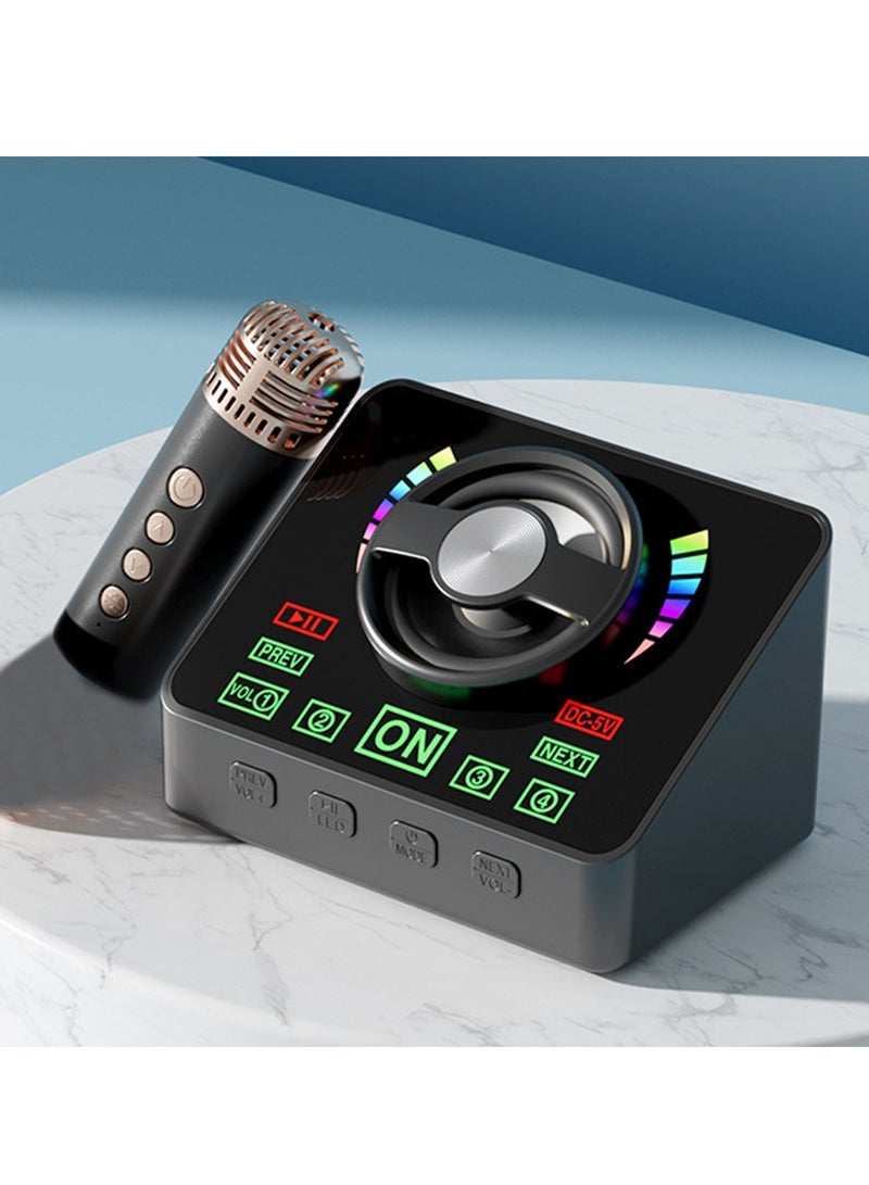Karaoke Machine Portable Bluetooth Speaker System With 1 Wireless Microphones Home Family Singing Speaker