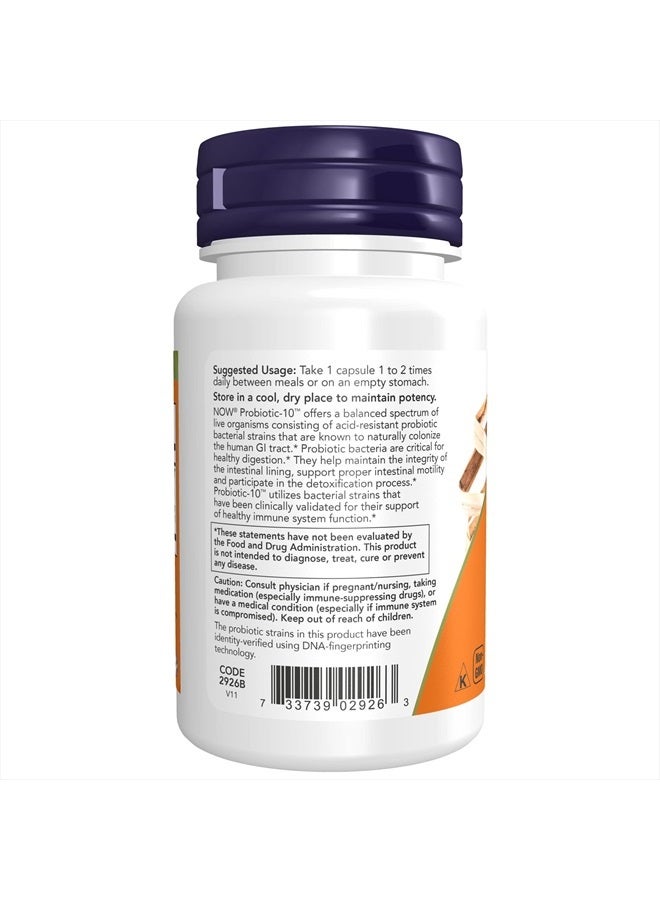 Supplements, Probiotic-10™, 25 Billion, with 10 Probiotic Strains, Dairy, Soy and Gluten Free, Strain Verified, 50 Veg Capsules