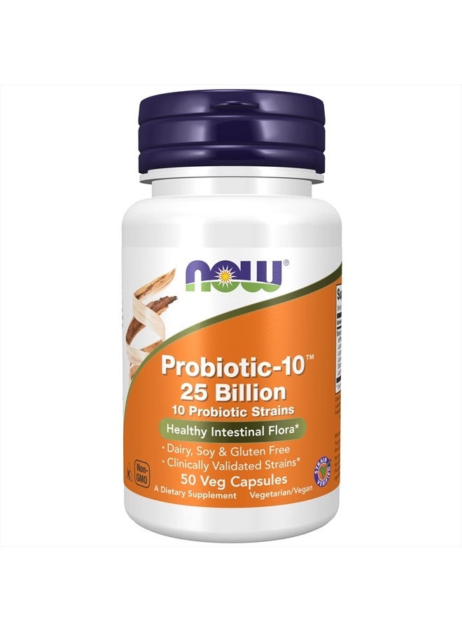 Supplements, Probiotic-10™, 25 Billion, with 10 Probiotic Strains, Dairy, Soy and Gluten Free, Strain Verified, 50 Veg Capsules